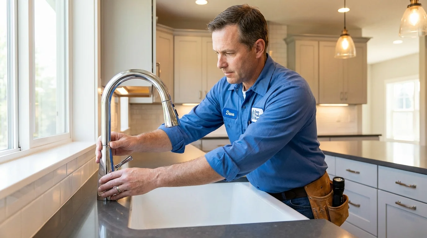 Kitchen faucet installation by Johns Plumbing LLC in Brewer